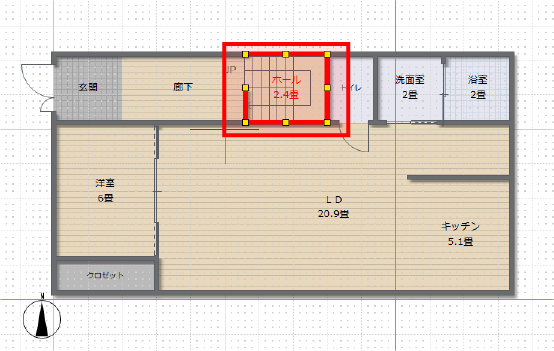 部屋の上に階段を配置した例(3Dアーキデザイナーで作成)