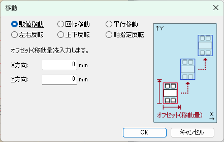 階段プロパティ 数値移動のダイアログ