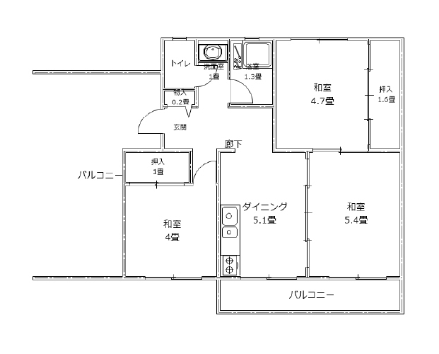 酒ツマ団地リノベ編 - リノベ前の間取り図