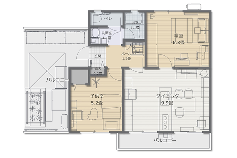 酒ツマ団地リノベプラン応募作品04 - リノベ後の間取り図