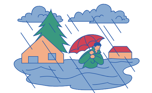 豪雨のイラスト