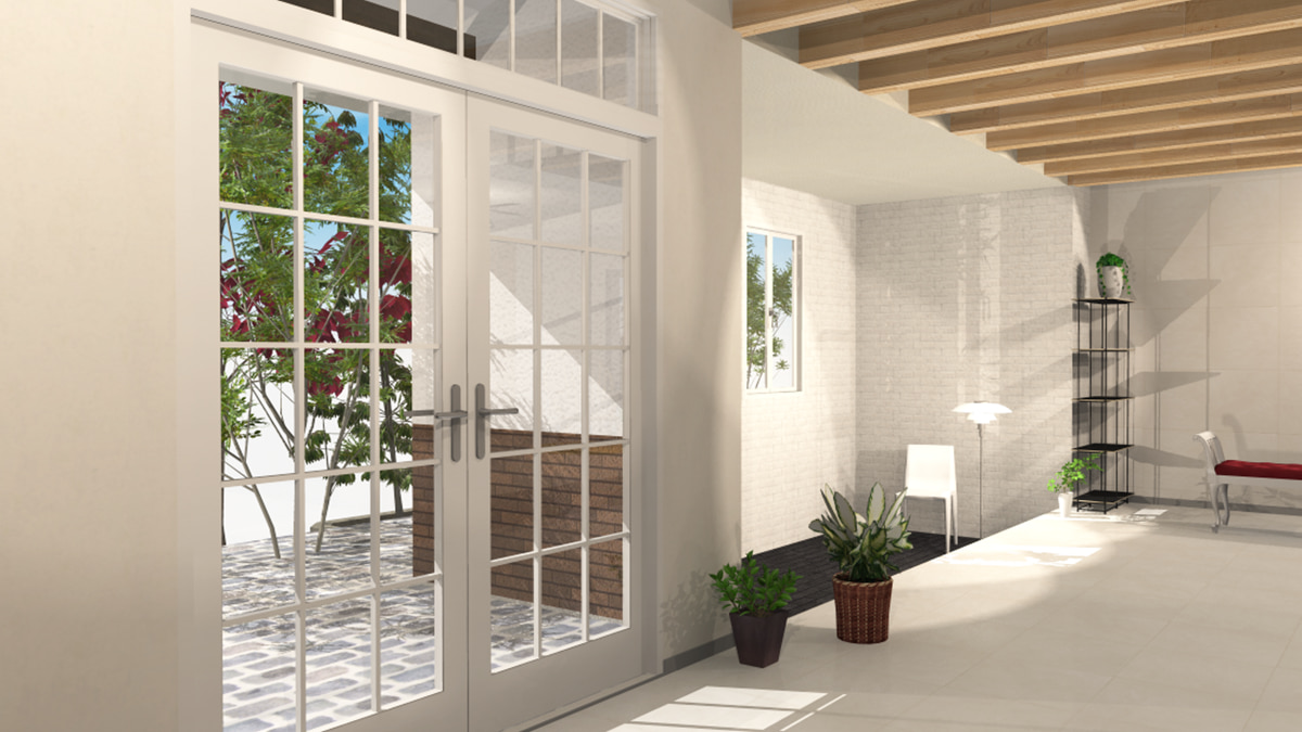 両開き窓の3Dパーツを使ったパース図｜3Dデザイナーシリーズ