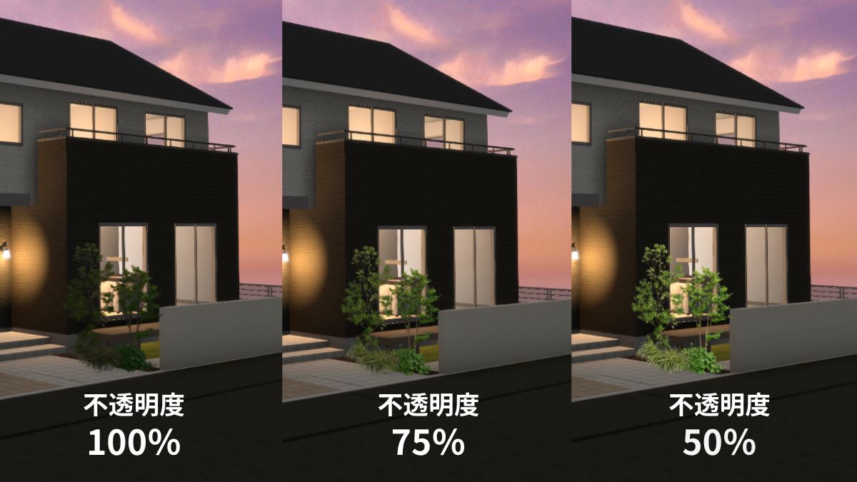 調和機能の不透明度の違い