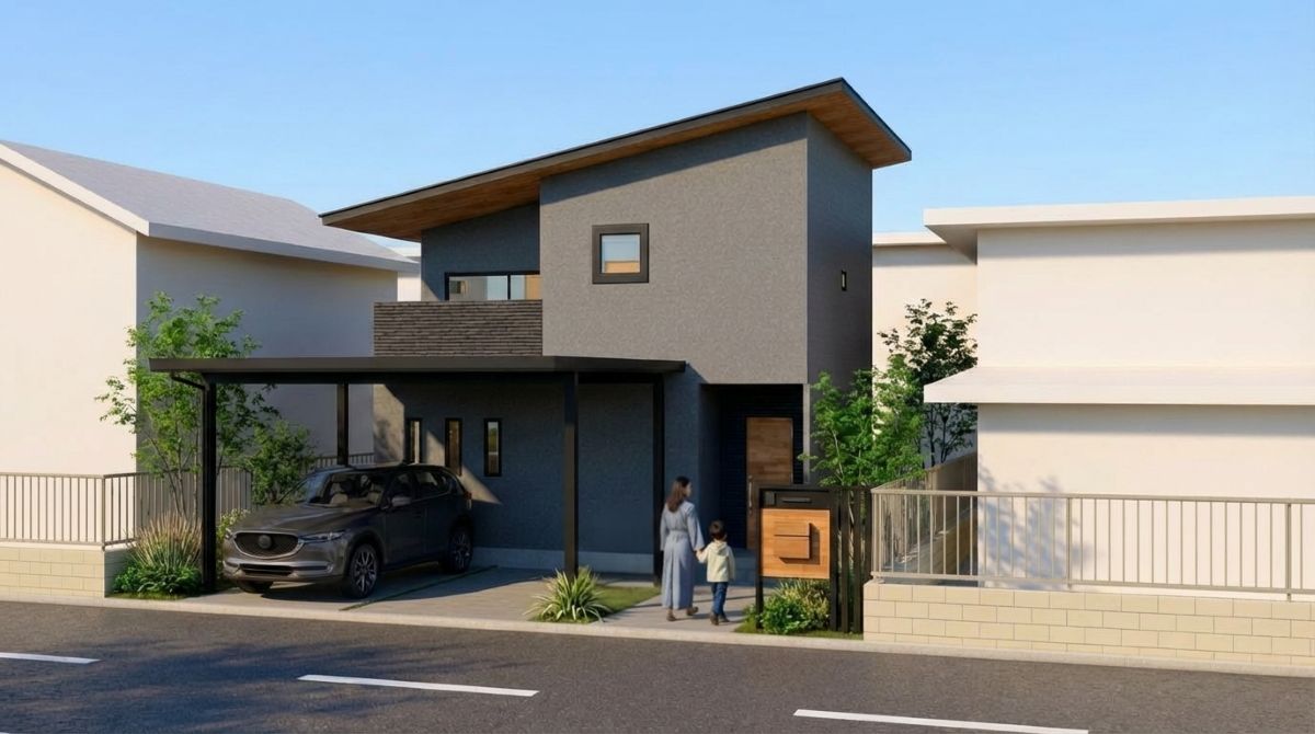 フェンスを追加した生成住宅パース