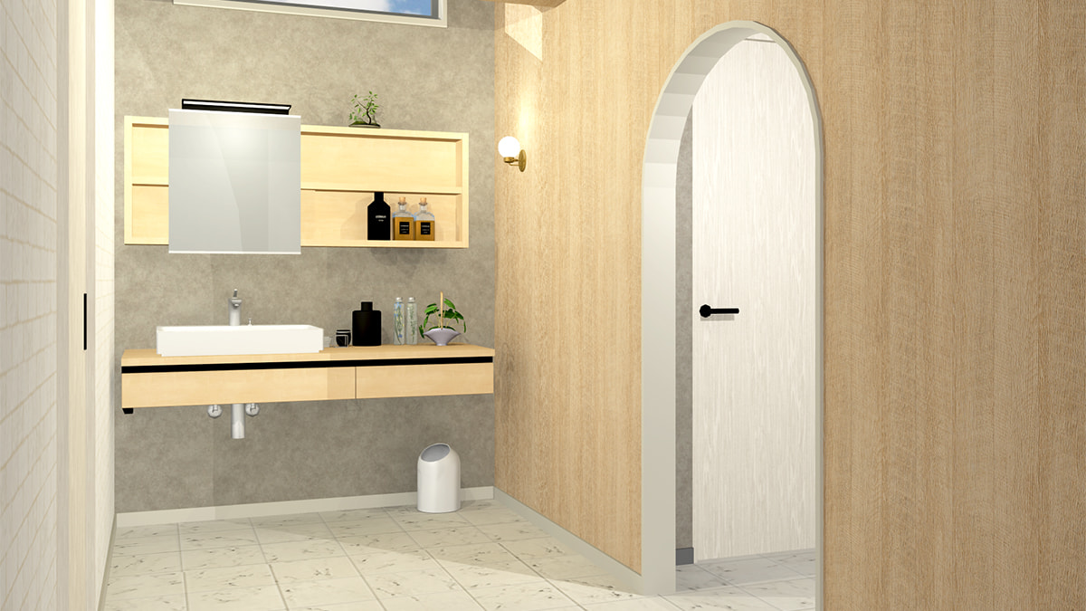 サンゲツの3D壁紙テクスチャを使ったパース図｜3Dデザイナーシリーズ